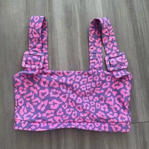 Beach Riot Neon Animal Print Buckle Sports Bra